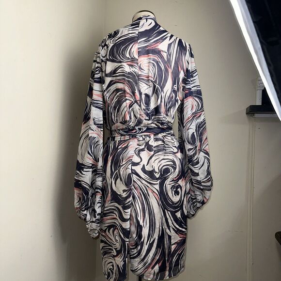 Laundry by Shelli Segal Dress Silk Mod Ikat Wrap Balloon Sleeve Mini Sz 14 EUC - Picture 6 of 12